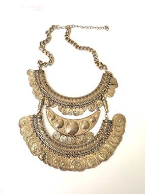 Gold-tone République Française coin necklace